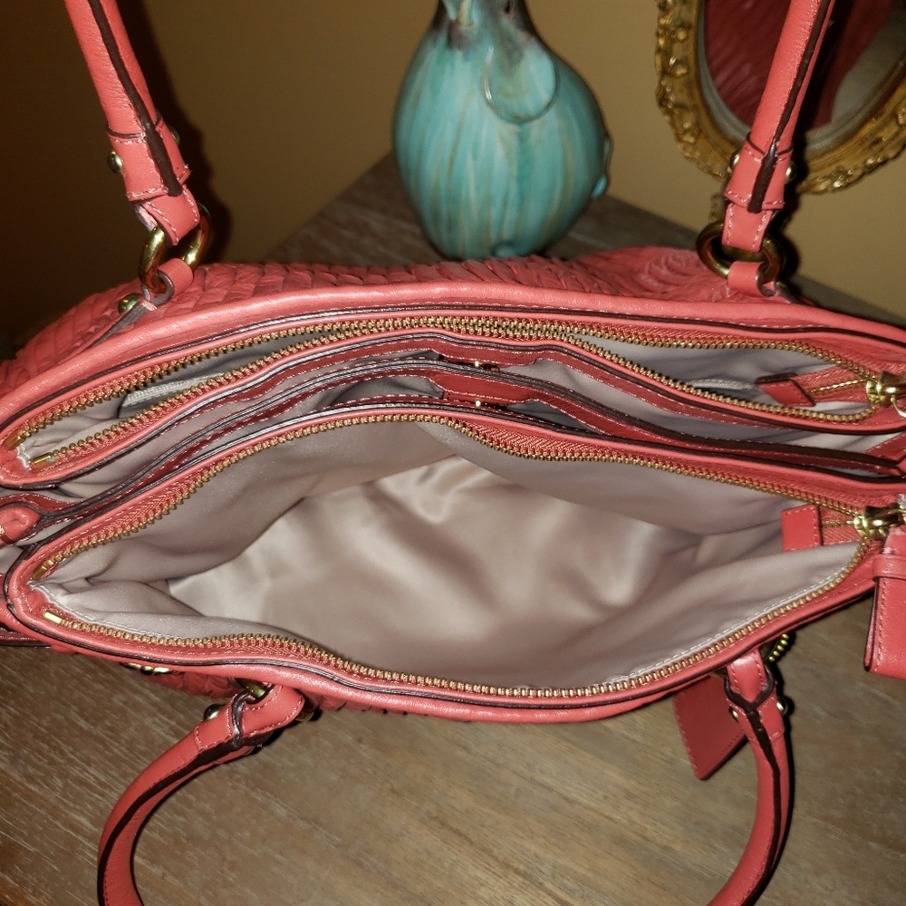 Coach Madison Gathered Leather Sophia Satchel – Vermillion Red w/ Dust Bag NWOT! - Picture 8 of 10